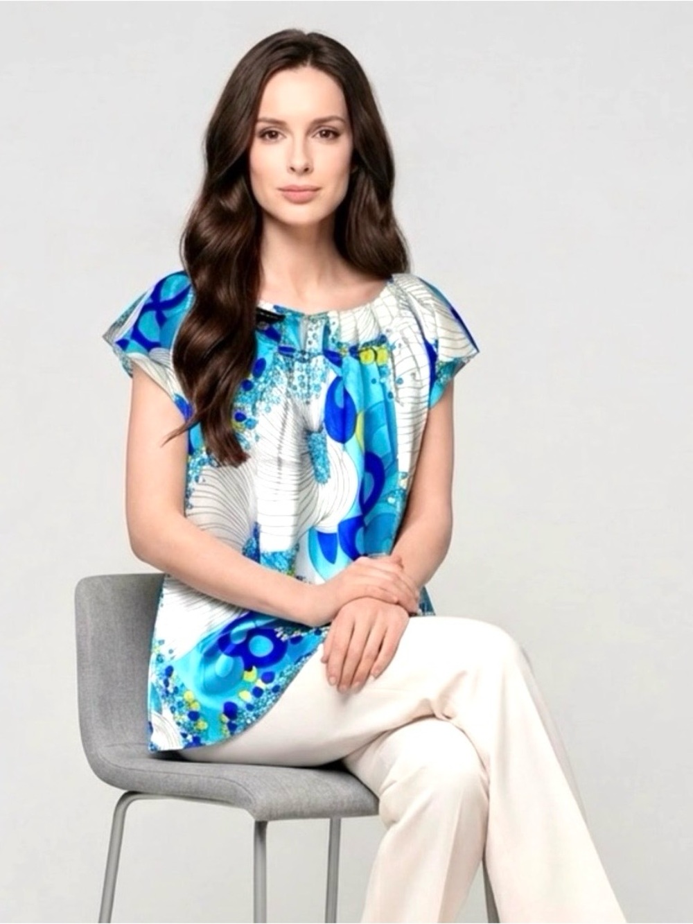 Spense Size XL Top Women's Multi-Color Floral Cap Sleeve Blouse Turquoise